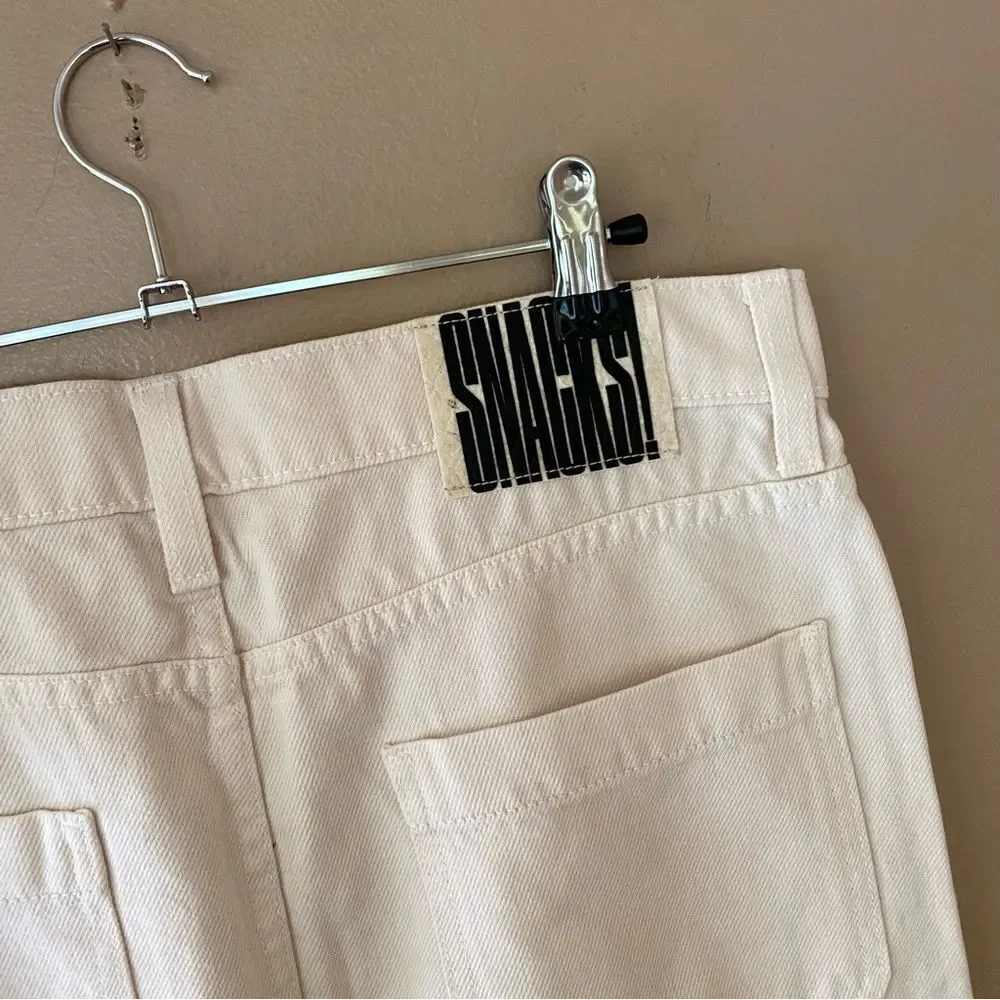 NWT Mother SNACKS! The Fun Dip Cargo Skirt Natural white denim maxi Revolve 29